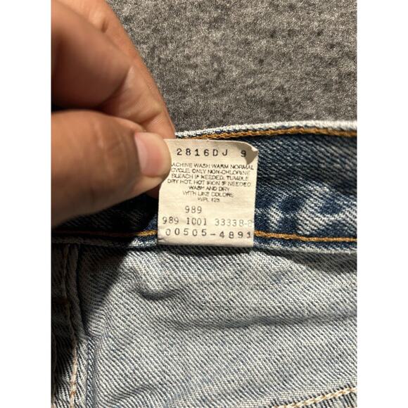 Vintage Levis Jeans Mens 38x30 White‎ Tab 505 Regular Fit Straight Leg 2000s - Picture 7 of 8